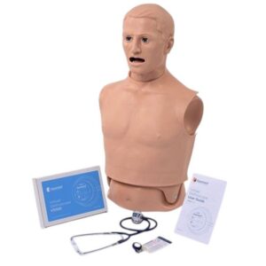 Simulador HAL® S315.200 para práctica de auscultación de sonidos cardíacos y pulmonares en pacientes adultos.