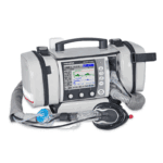 Ventilador de transporte Medumat Standard² para emergencias, proporcionando soporte ventilatorio seguro y preciso en pacientes críticos durante traslados prehospitalarios.