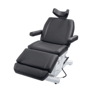 Silla de tratamiento con apoyo cervical para TMS, diseñada para procedimientos de estimulación magnética transcraneal en pacientes neurológicos o psiquiátricos.
